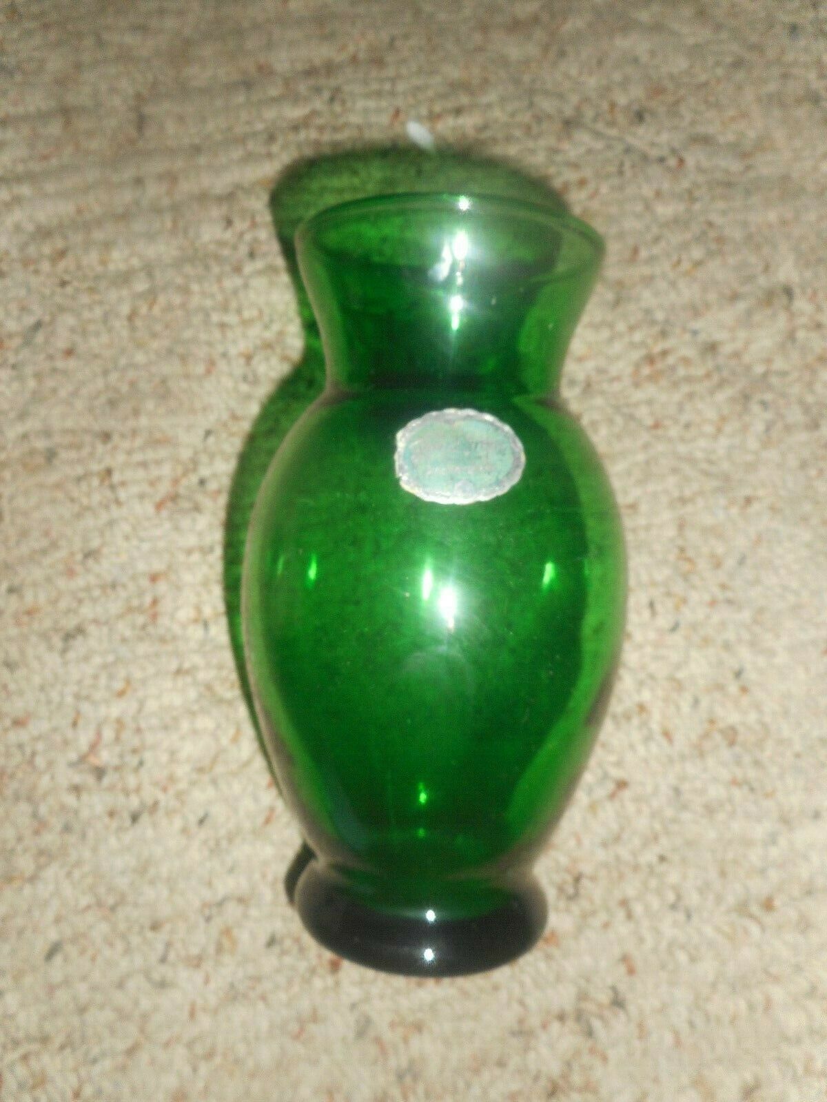 VINTAGE FOREST GREEN GLASS VASE ANCHORGLASS ANCHOR HOCKING  / EUC NICE - $18.99