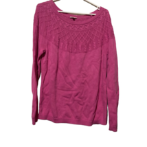 Talbots Pullover Sweater Women&#39;s L Pink Purple Long Sleeve Scoop Neck Cable Knit - £15.12 GBP