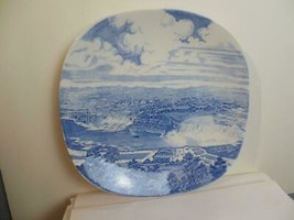 Vintage Niagara Falls Plate J G Meakin England Blue and White 9.75&quot; Squareish - £14.08 GBP