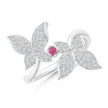 ANGARA Pink Sapphire and Diamond Double Butterfly Ring for Women in 14K Gold - £1,136.06 GBP