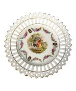 German Porcelain Pierced Rim Plate Romantic Courting Scene - $18.00