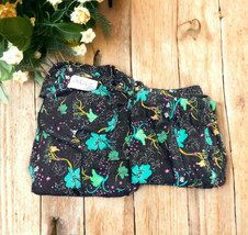 The Cats Pajamas Set SMALL Long Sleeve Top Pants Pockets Floral Black colorful - £27.82 GBP