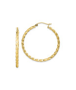 Finest Gold 35 x 36 mm 10K Yellow Gold Twisted Diamond Cut Hoop Earrings... - $180.54