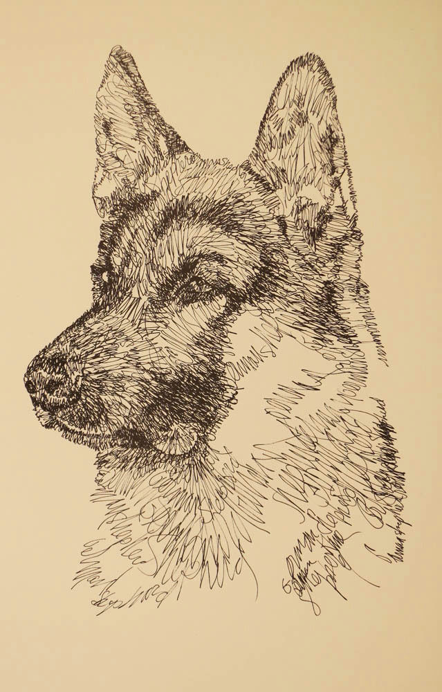 GERMAN SHEPHERD DOG #175 Stephen Kline ART DRAWN FROM WORDS your dogs name free