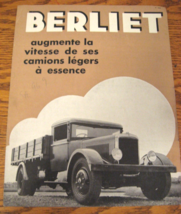 1928 Original Berliet Truck Orphan Brochure, 2 - 3 Ton Utility, Dump, Fr... - $48.51