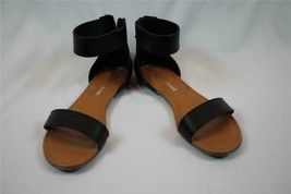 NIB Sun Stone Black Flat Sandal Open Toe Ankle Strap Sz 6 - £30.36 GBP