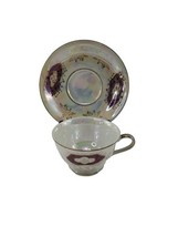 Nasco Japan Lavender Purple Gold Iridescent Teacup &amp; Saucer Vintage - $16.63