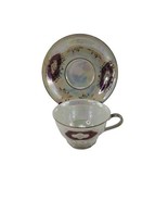 Nasco Japan Lavender Purple Gold Iridescent Teacup &amp; Saucer Vintage - $16.63