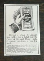 Vintage 1900 Queen &amp; Crescent Route Southern Railroad Original Ad 1021 - £5.23 GBP