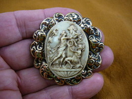 (CM53-12) Woman And Knight Statue Cameo Pin Pendant Jewelry Necklace - £25.76 GBP