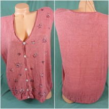 Koret Medium Abstract Knit 6 Button Cardigan Sweater Vest Vintage 90s Fl... - £27.98 GBP