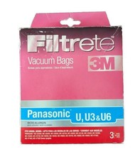 3M Filtrete Panasonic U U3 U6 Micro Allergen Home Vacuum Bags 3 Pack 68701A - £3.08 GBP