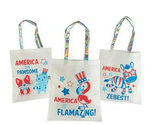 NEW Patriotic Animals Shopping Tote Grocery Bags Set of Three 15 x 17 in... - $12.50