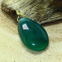 Green Onyx Smooth Pear Pendant Briolette Natural Loose Gemstone Making J... - $2.99