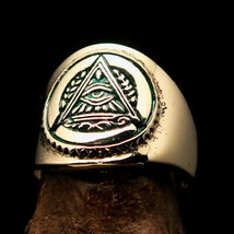 Nicely crafted Men&#39;s Masonic Ring All seeing Eye of Ra Green - £21.21 GBP