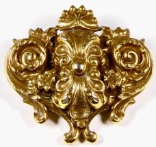 Vintage Corocraft  Brooch Mid Century With Victorian Styling Brass Alloy - $23.21