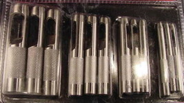 12pc HOLLOW PUNCH SET tool leather new upto 3/4&quot; big set Steel with Pouc... - £15.73 GBP
