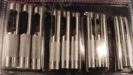 12pc HOLLOW PUNCH SET tool leather new upto 3/4&quot; big set Steel with Pouc... - £15.45 GBP