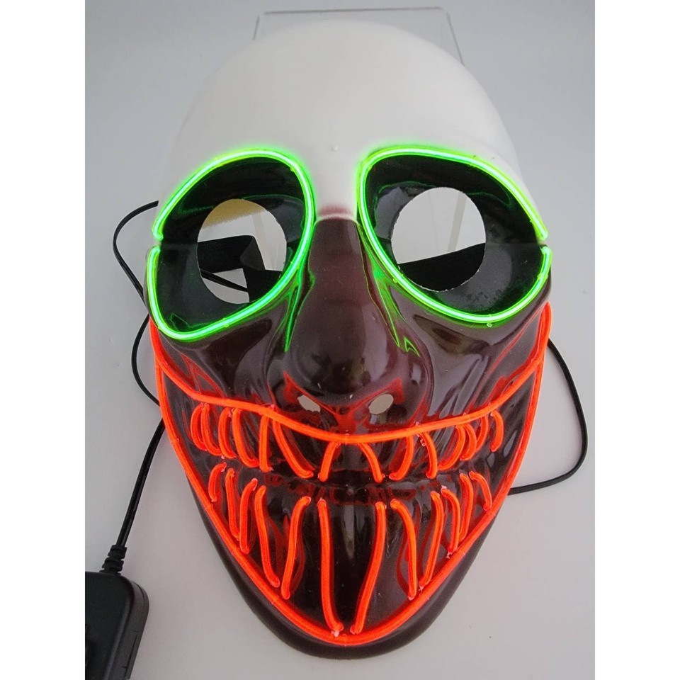LED Glow Mask 3 Modes EL Wire Light Up The Purge Movie Costume Party Item image 4