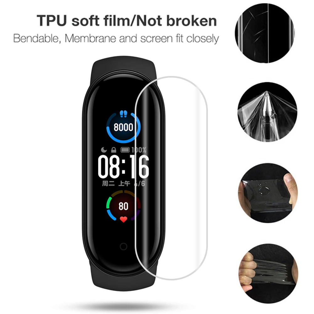 House Home 1/3/5pcs TPU Hydrogel Protective Film For A Mi Band 6 5 4 3 screen pr - £20.09 GBP