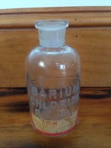 Vintage Antique Small Clear Glass Apothecary Chemist Bottle Jar Barium C... - £77.28 GBP