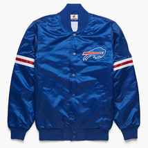 NFL Buffalo Bills Vintage 80 Blue Satin Bomber Letterman Baseball Varsity Jacket - £109.35 GBP