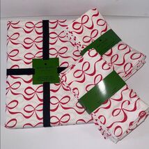 NWT Kate Spade 7 Piece 60x102” Tablecloth &amp; 12 Napkins Set White With Re... - $167.52 CAD