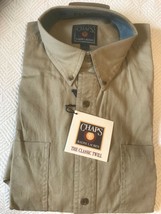 NEW CHAPS Ralph Lauren Mens The Classic Twill Crest Khaki Shirt Large - £31.58 GBP