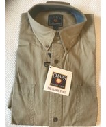 NEW CHAPS Ralph Lauren Mens The Classic Twill Crest Khaki Shirt Large - $752.67 MXN