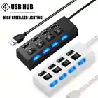 USB 2.0 Four-Port Adapter Hub Docking Station With  LED Lights On/Off Sw... - $10.97
