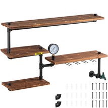 VEVOR Pipe Shelf, Industrial Steel Pipes Shelving w/ 4-Tier Solid Wood Planks, M - £115.34 GBP