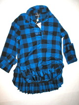 Womens 4 New NWT 36 S American Retro Designer Plaid Top Shirt Pleat Blue Black  - £314.96 GBP