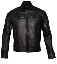 MENS VINTAGE RACER BLACK BROWN LEATHER CASUAL SLIM FIT BIKER JACKET UK - $106.66