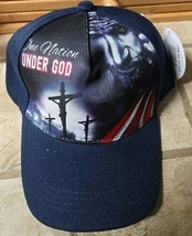 One Nation Under God Jesus Christ Christian Cross Hat Cap (Blue) - $10.39