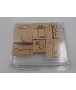 STAMPIN&#39; UP SET OF 6 &quot;THE FINE PRINT&quot; STAMPS BEE UMBRELLA GIFT FLOWER 20... - £12.74 GBP