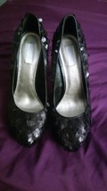 RACHEL ROY KEEDAN 3 Black Sequins  Shoes Heels Sz 8.5 New!  - £36.47 GBP