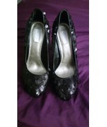 RACHEL ROY KEEDAN 3 Black Sequins  Shoes Heels Sz 8.5 New!  - $883.24 MXN
