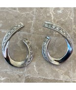 NF 925 STERLING SILVER HOOP EARRINGS With CZ Thailand Cute! **FREE SHIPP... - $33.85 CAD