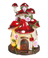 LED Light Up Enchanted Fairy Garden Toadstool Mushrooms Cottage House Fi... - $60.28 CAD