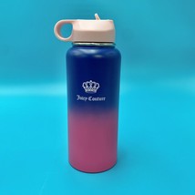 Juicy Couture stainless steel insulated tumbler with straw 32oz blue &amp; hot pink - £16.64 GBP