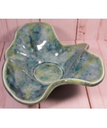 Studio Art Pottery Blue &amp; Green Speckled Glaze Wavy Bowl-Dish 6.5&quot;. - £12.45 GBP