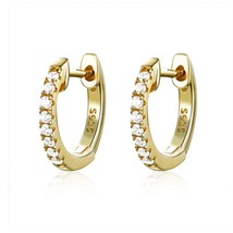 BAMOER Genuine 925 Silver Round Circle Hoop Earrings for Women Gold Color Earrin - £14.88 GBP