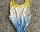 Aerie XL Ombre High Cut Open Sides One Piece Swimsuit Blue Yellow Bathin... - $18.69