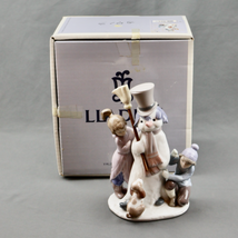 Lladro The Snow Man 5713 Signed Children Dog Snowman 8.5 Inch Porcelain Figurine - £145.43 GBP