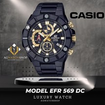 Casio Edifice Men&#39;s Stainless Steel Black Dial Analog Quartz EFR-569DC-1AVUDF - £91.58 GBP