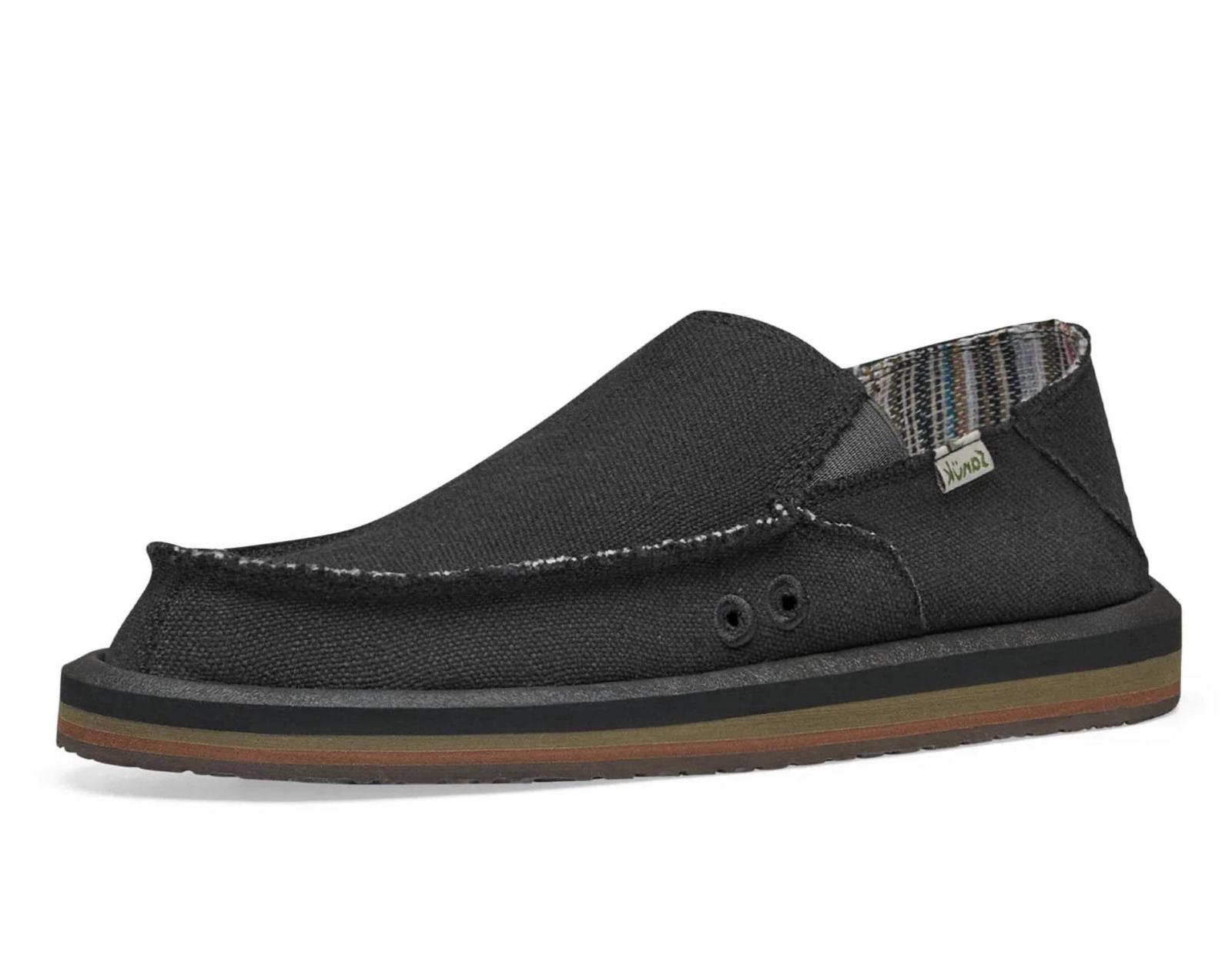 Sanuk Men&#39;s Vagabond Slip On Black Hemp - $47.00