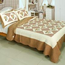 [Fields Of Fortune] Cotton 3PC Vermicelli-Quilted Printed Quilt Set (Ful... - £66.05 GBP