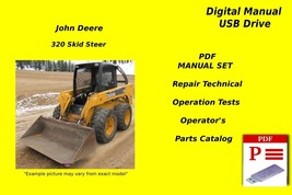 John Deere 320 Skid Steer Tech Repair, Tests, Operator&#39;s Parts Manual Set USB - $71.24