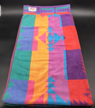 VTG 1980s Royal Terry Beach Towel Colorful Southwestern Patterns Arrows 32&quot;x62&quot; - £29.85 GBP