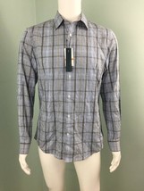 NWT Men&#39;s Perry Ellis Blue/Gray Long Sleeve Button Down Shirt Size S Small - £15.73 GBP